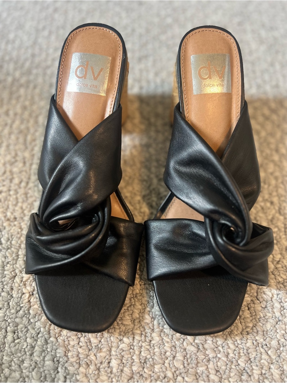 DV by Dolce Vita Black Twisted Knot Slide Mules